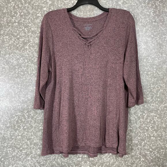 Lane Bryant Women's Plus Size Pink & Black Marled Tunic Sweater - Size 14/16W - Picture 1 of 6